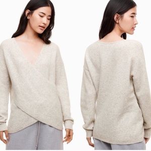 Aritzia The Group by Babaton Bandini Wool Wrap Sweater in Heather Gray
